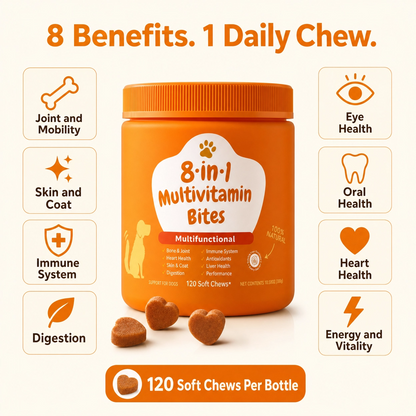 8-in-1 Dog Multivitamin Soft Chews | Joint, Coat, Immune & Digestion Support