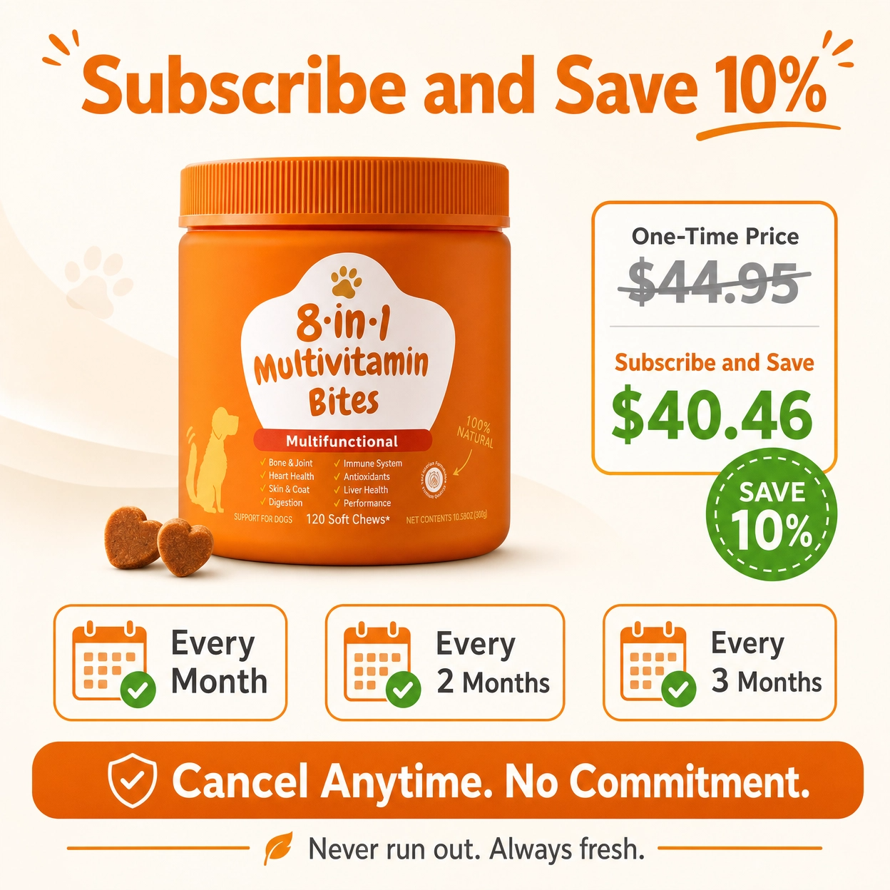 8-in-1 Dog Multivitamin Soft Chews | Joint, Coat, Immune & Digestion Support